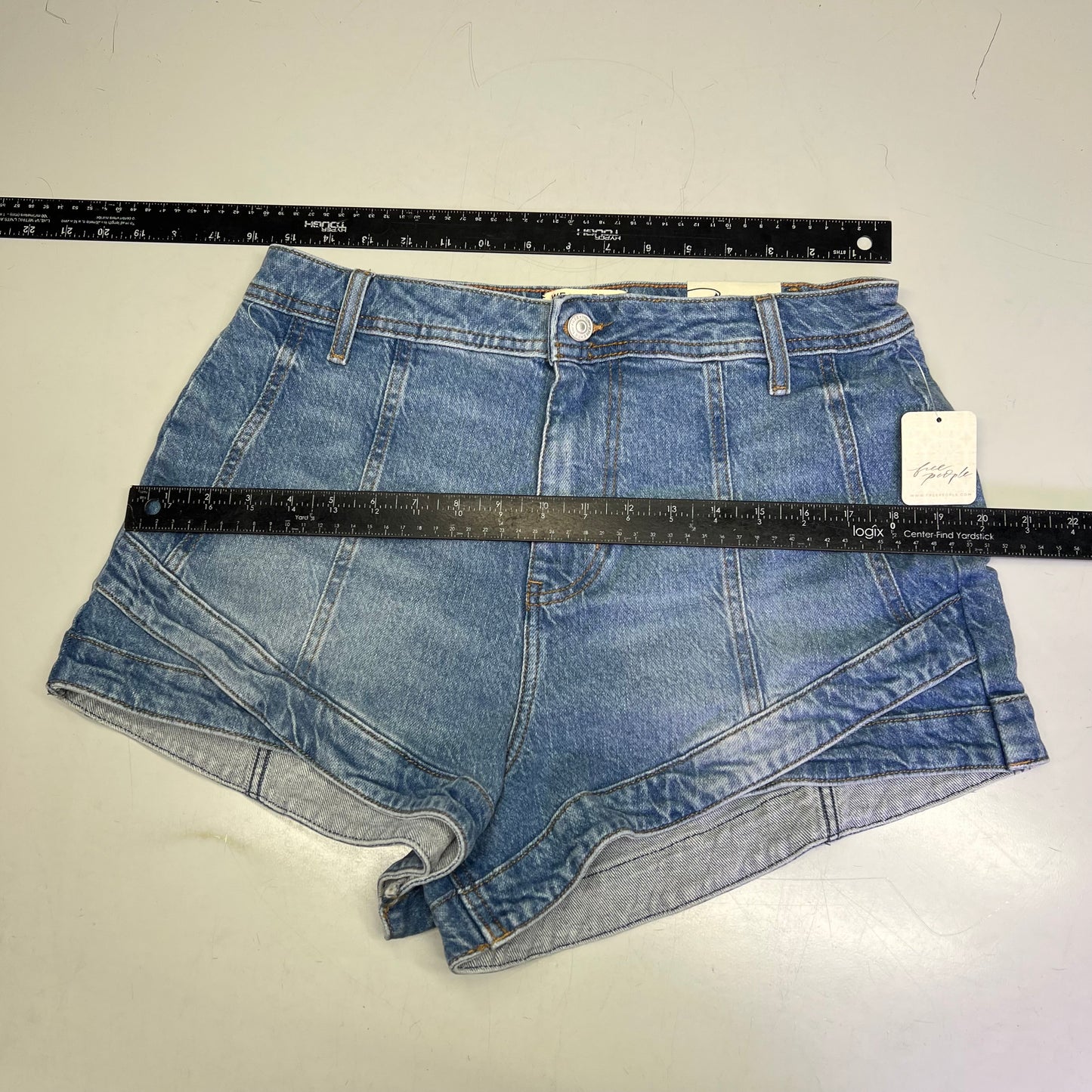 FREE PEOPLE CRVY Mona High-Rise Shorts  Women's Sz 31 Power Trip Blue 89248835