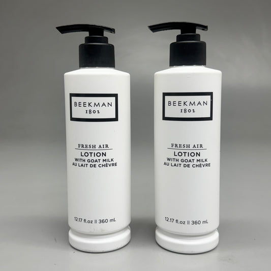 BEEKMAN 1802 (2 PACK, 12.17 oz Each) Fresh Air Lotion w/ Goat Milk Hand & Body