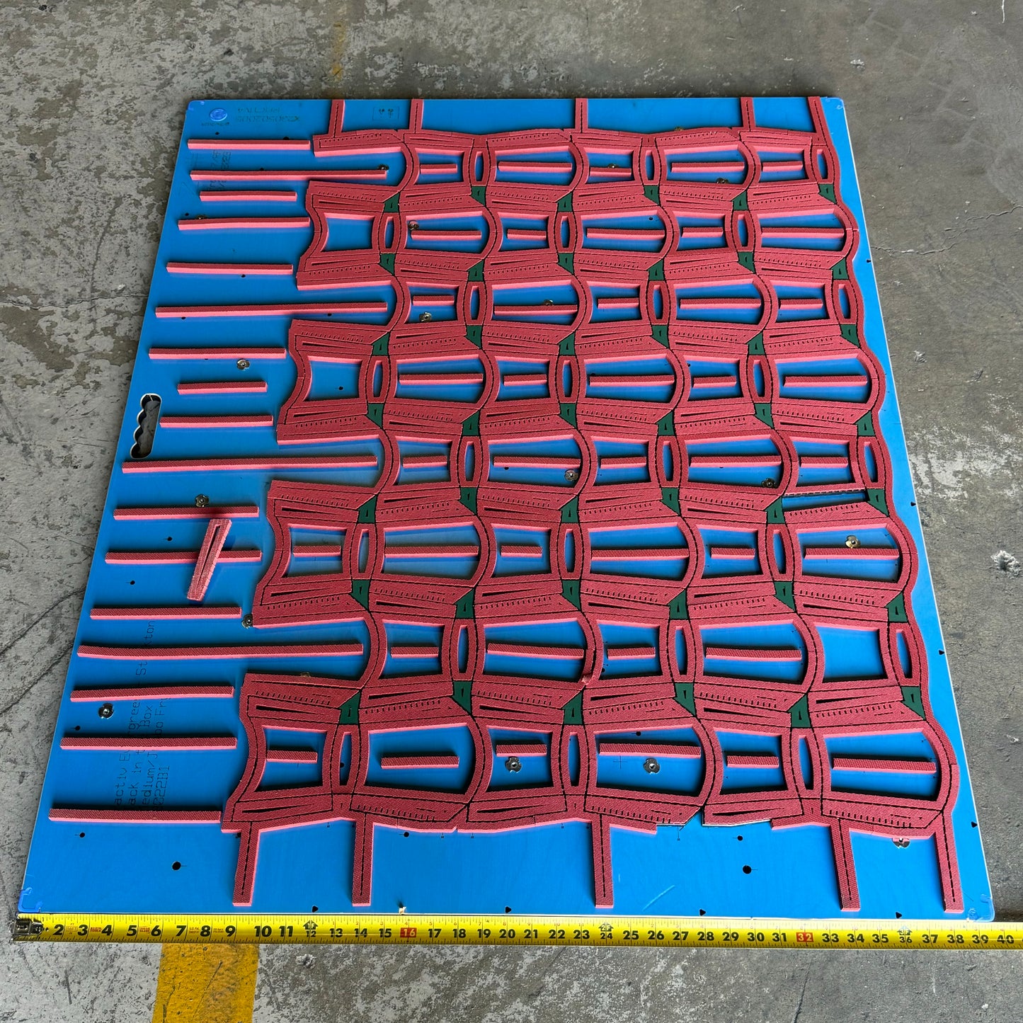 MARBACH Tool and Cutting Dies Sz 49” L x 39 1/2” W x 1/2” T Blue and Red Color