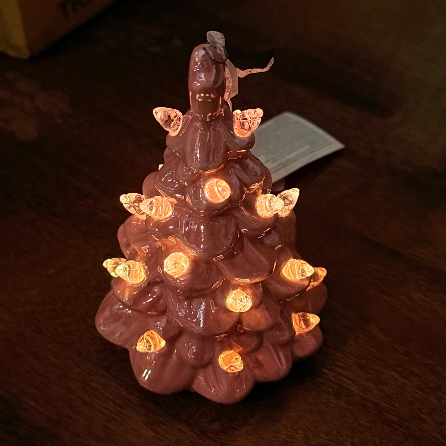 RAZ IMORTS (4 PACK) 5" Retro Vintage Lighted Pink Tree Ornament W/timer 4419036