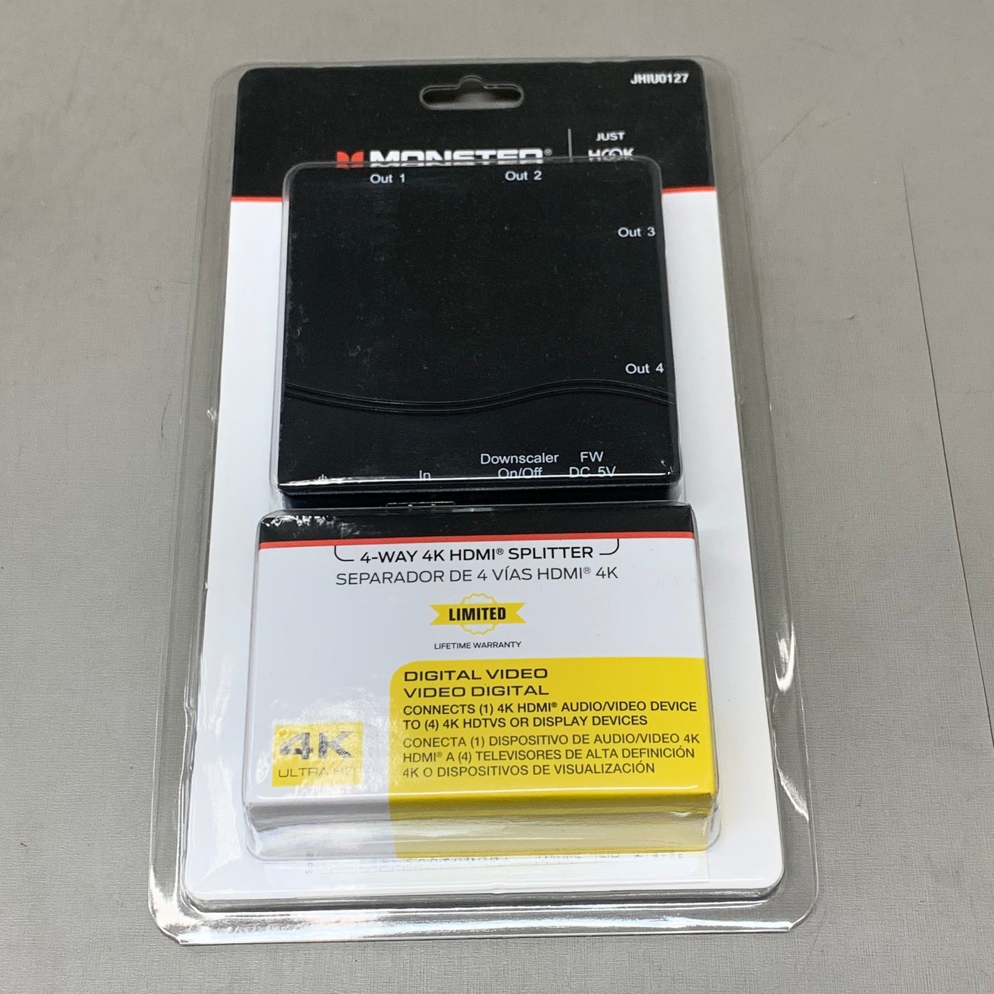 MONSTER 4K 4-Way HDMI Splitter 3"x3"Black JHIU0127