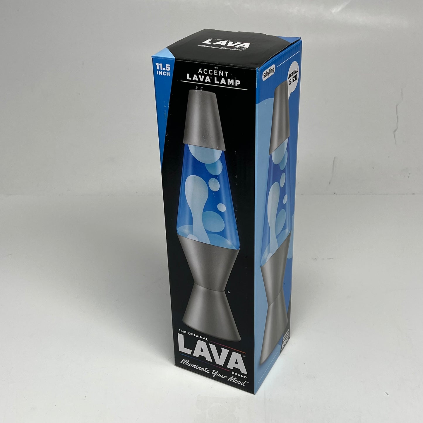 SCHYLING Accent Lava Lamp Illuminate Your Mood 11.5" Blue/White W/ Silver Base