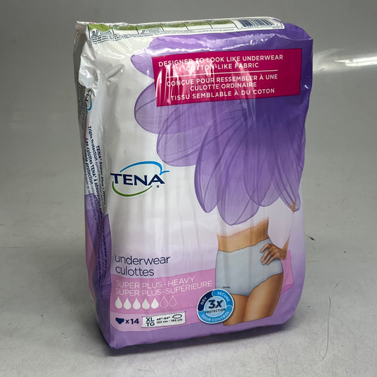 TENA (14 PACK) Super Plus Heavy Protective Underwear for Women Sz XL White 35108-13