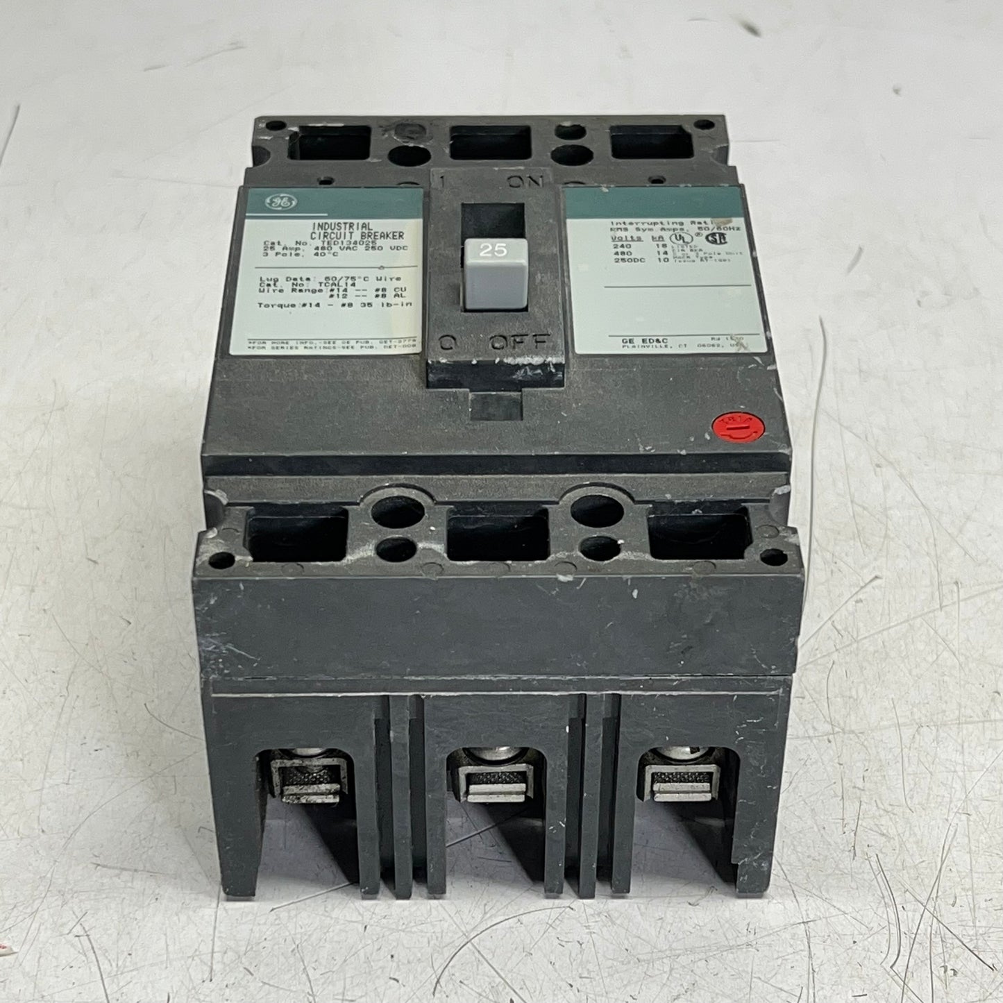GENERAL ELECTRIC  Molded Case Circuit Breaker 23 AMP 3 Pole TED134025 (Used)