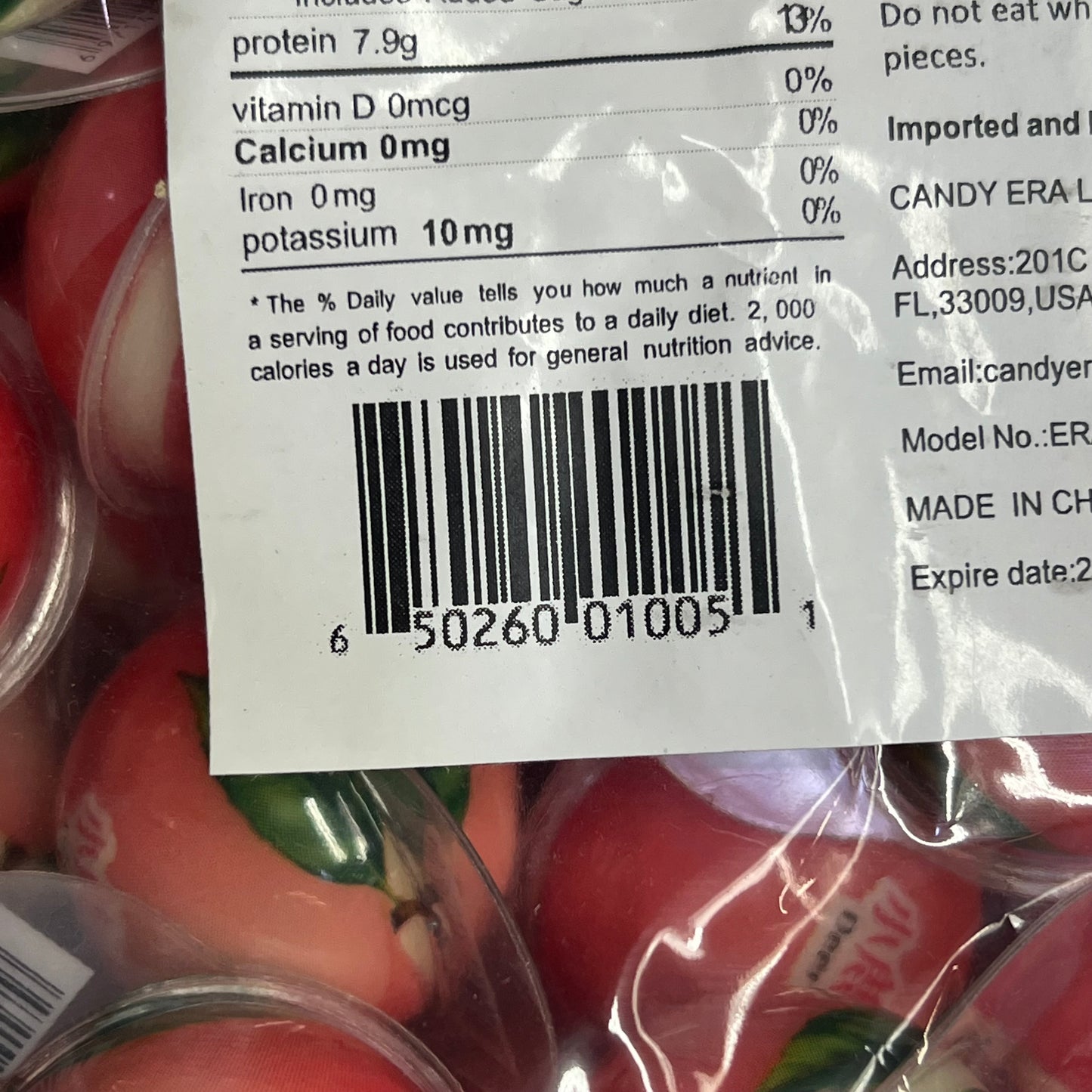 DEER DADA (5 LBS BAG) Individually Wrapped 3D Peach Gummy Candy BB 05/26