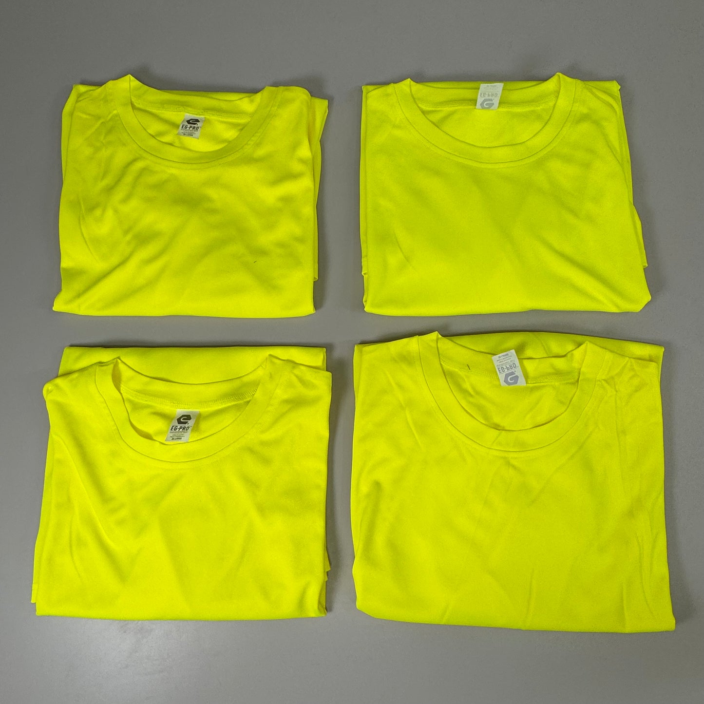 EG-PRO (4 PACK) Long Sleeve High Visibility Shirt 100% Poly SZ 3X Safety Yellow