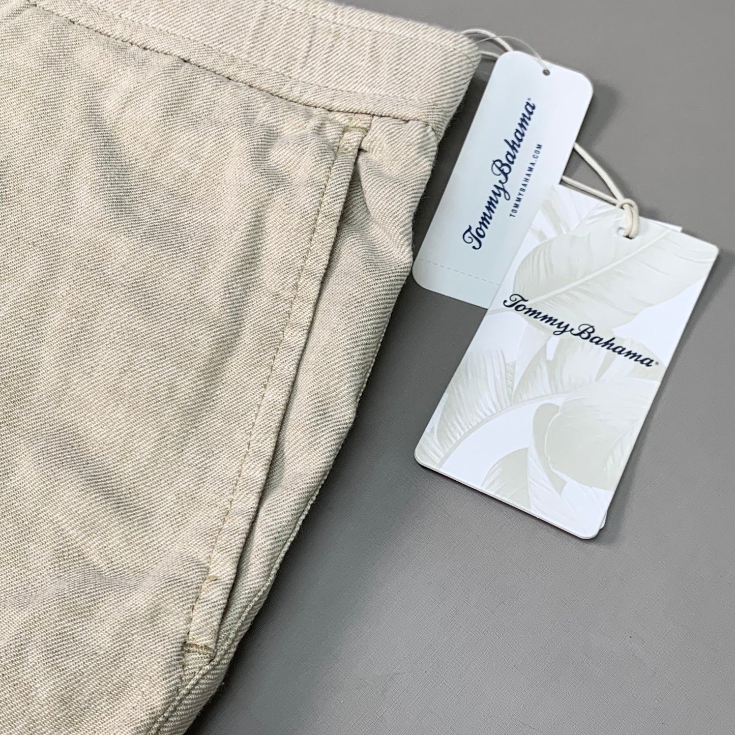 TOMMY BAHAMA Beach Linen Coast Pull On Pant Men's Sz XL x 32 Stone Khaki (New)