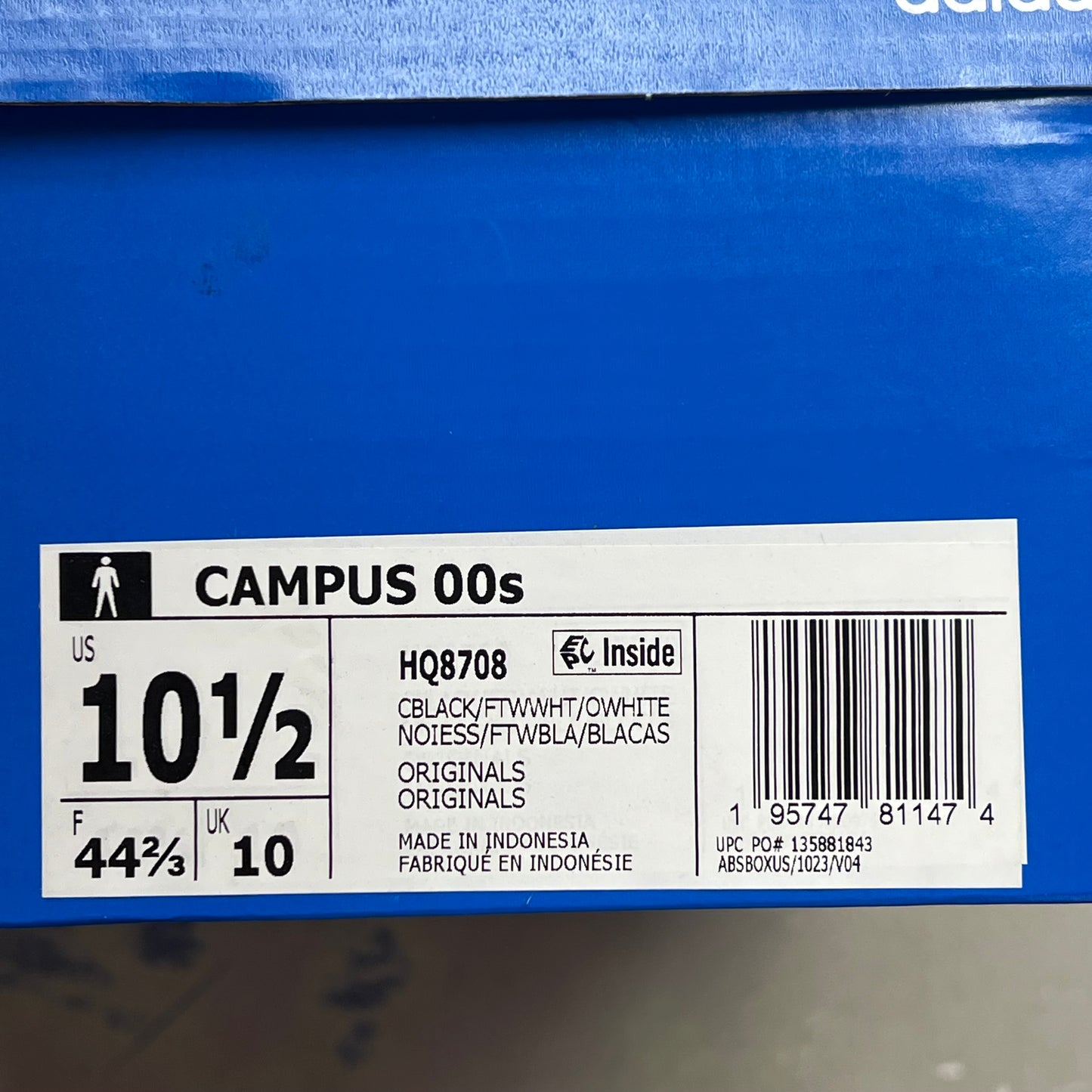 ADIDAS Campus 00s Fat Lace Sneaker Mens Sz 10.5 Black/Cloud White/Off White