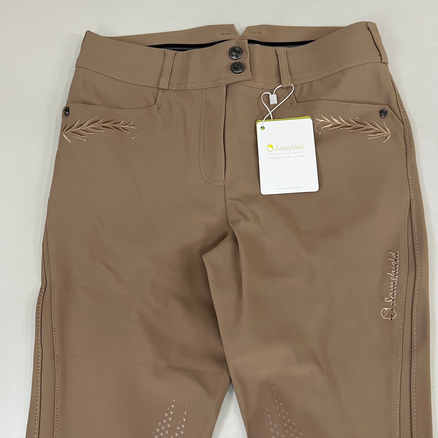 SAMSHIELD Delice Flower Equestrian Pants Women's Sz US 26, UK 8, FR 36 Camel