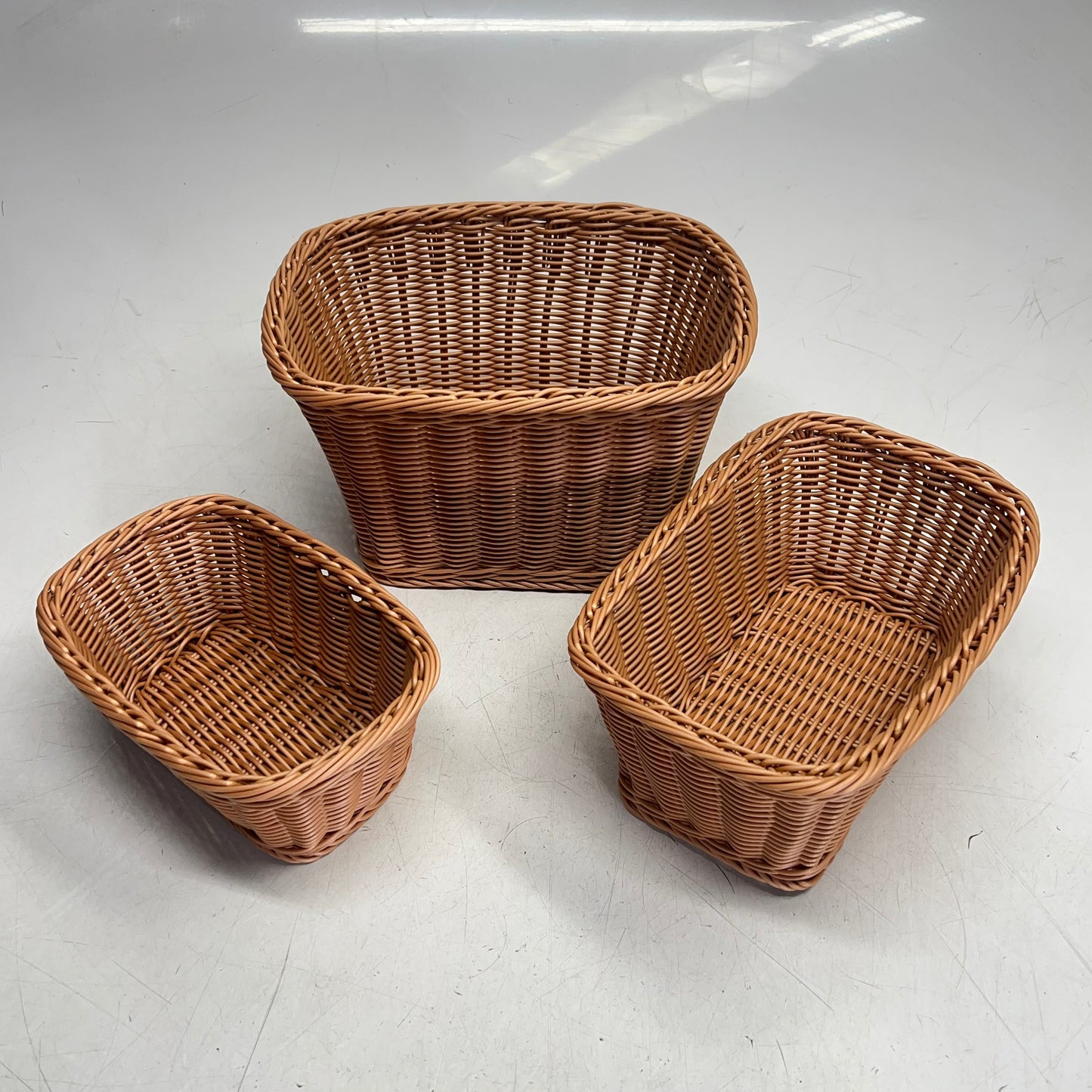 CREATIVE MINDS (SET OF 3) Rectangular Woven Baskets S/M/L Tan MTC-84