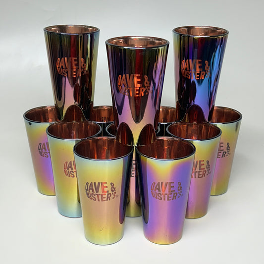 DAVE & BUSTER'S 12-PK! Rainbow Glass Drinking Cup 16 oz (New)