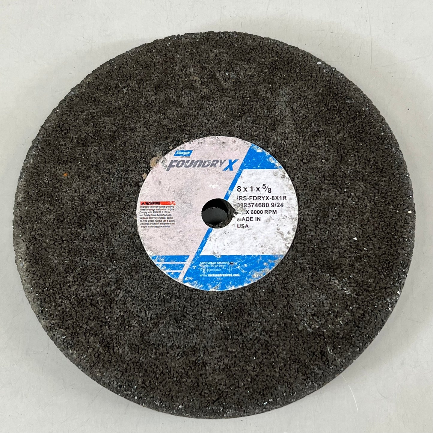 NORTON FOUNDRY Grinding Wheel 8" x 1" x 5/8" 9/24 grit Black IRS-FDRYX-8X1R