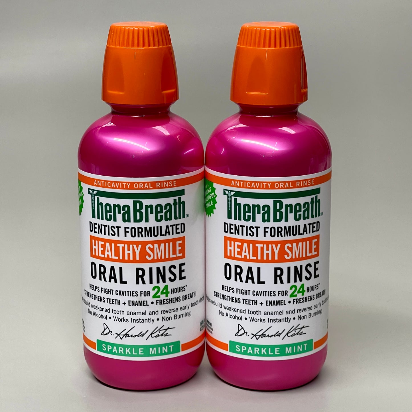 ZA@ THERABREATH (2 PACK) Healthy Smile Oral Rinse Sparkle Mint 16 fl oz BB 08/24