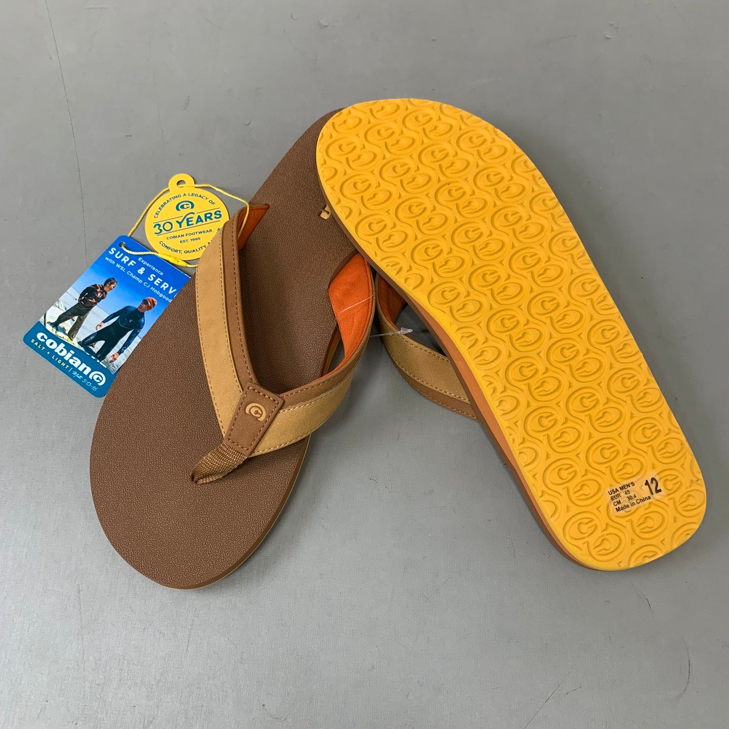 COBIAN Foamie Full Arch Support Sandals Men's Sz 12, 45 EuBrown FAO25-200-12