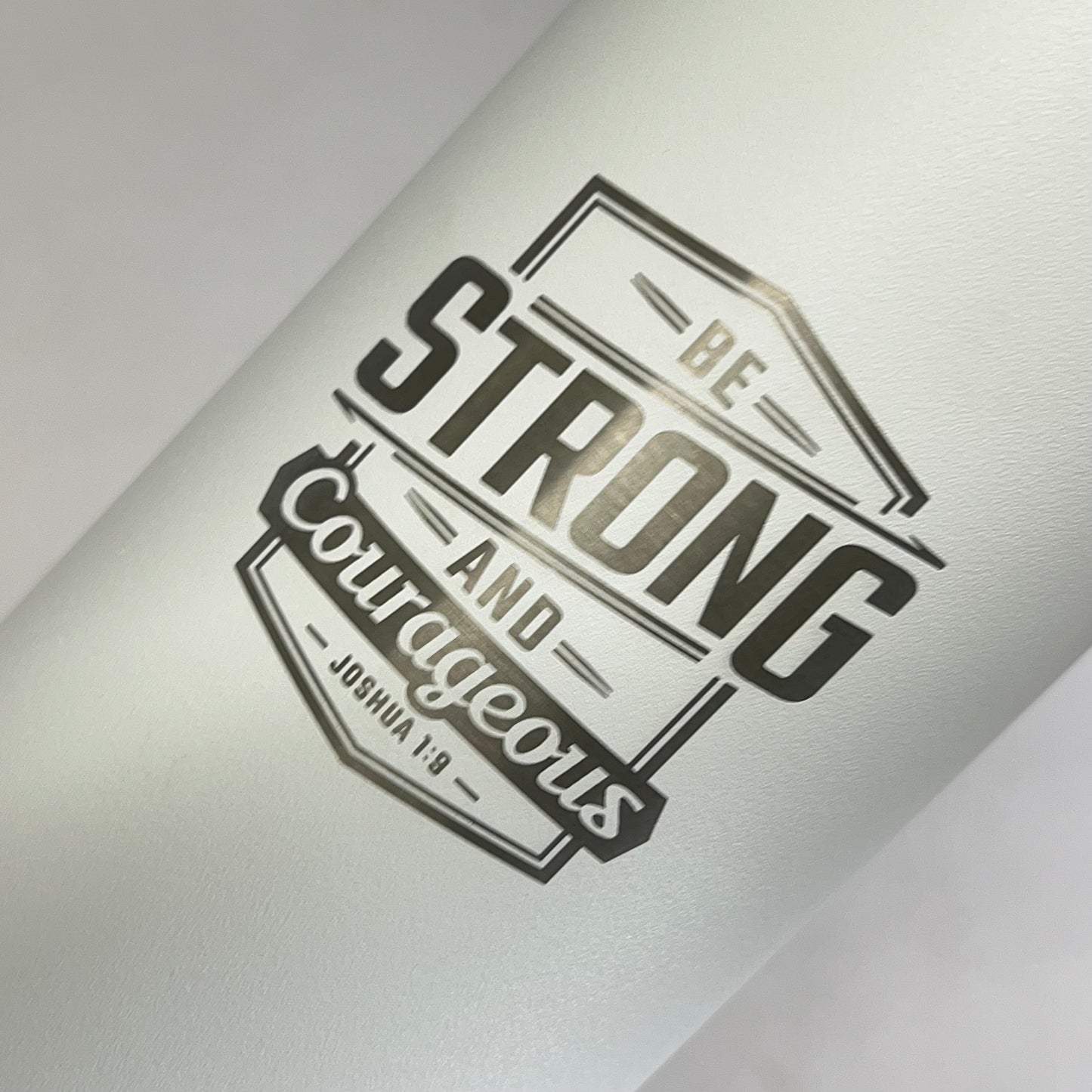CHRISTIAN ART GIFTS Joshua 1:9 Stainless Steel Water Bottle White FLS126