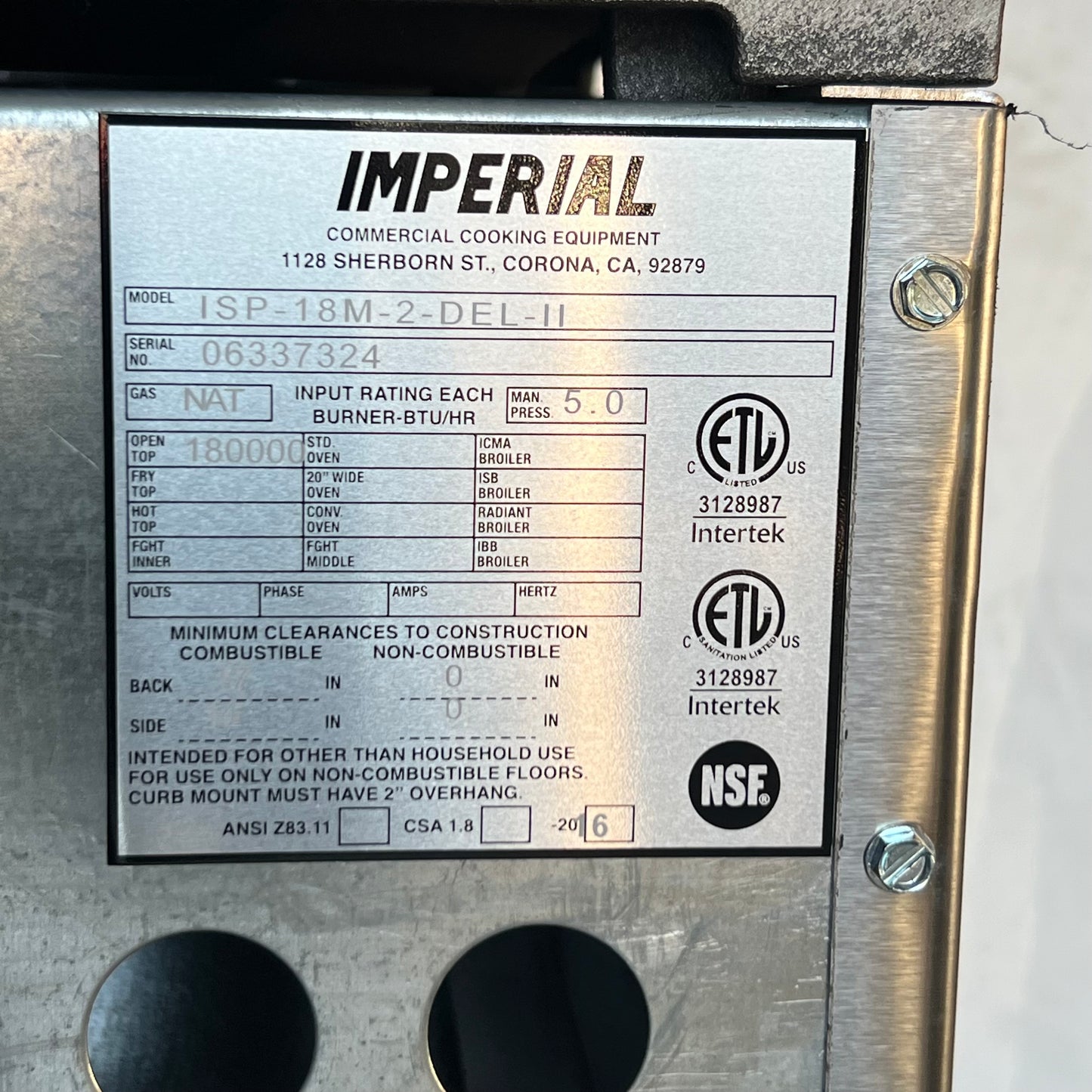 IMPERIAL Commercial 2 Burner Stove ISP-18M-2-DEL-II 218 Lbs. Sz 41”x18”x25”