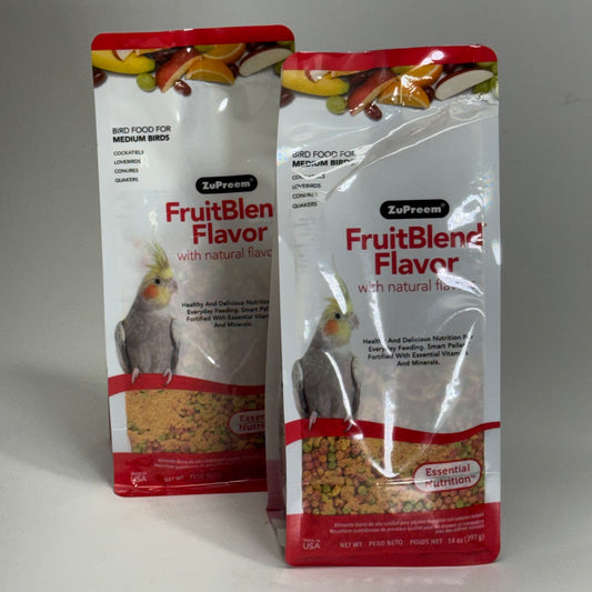 ZUPREEM (2 PACK) FruitBlend Daily Medium Bird Food 14 oz. BB 05/27