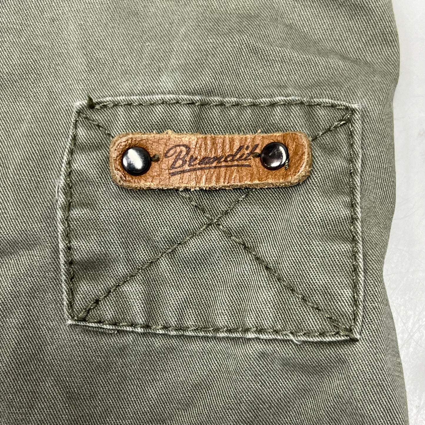 BRANDIT Military Jacket Vintage Cotton Inside & Out Men's Sz M Vintage Green