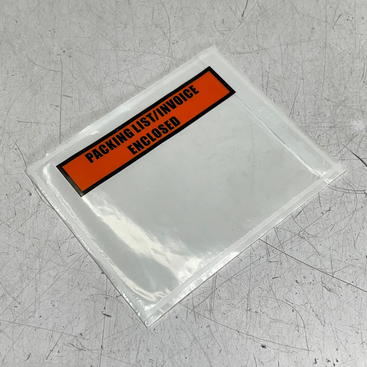 ZA@ SHORR EXPRESS  (1000 PACK) "packing List/invoice Enclosed Plastic Slips  4.5"x5.65" Clear/Orange