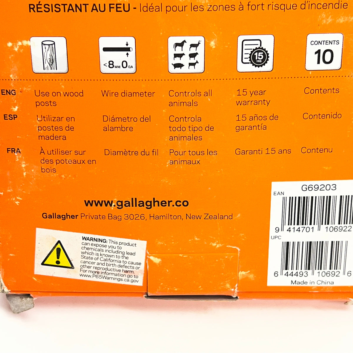 GALLAGHER (10 PACK) Porcelain High Strain Fire Resistant Insulator White G69203