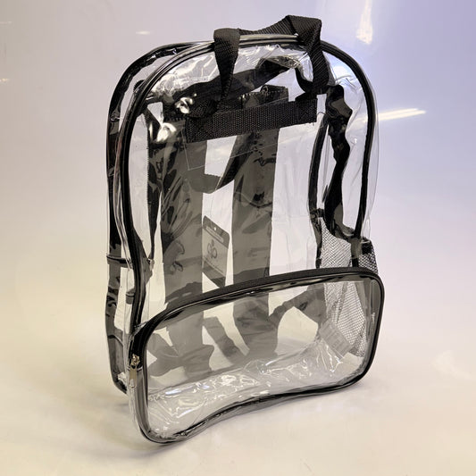 BWAP 17" Clear Plastic Backpack 17" x 12" x 6" Color Black BP1643