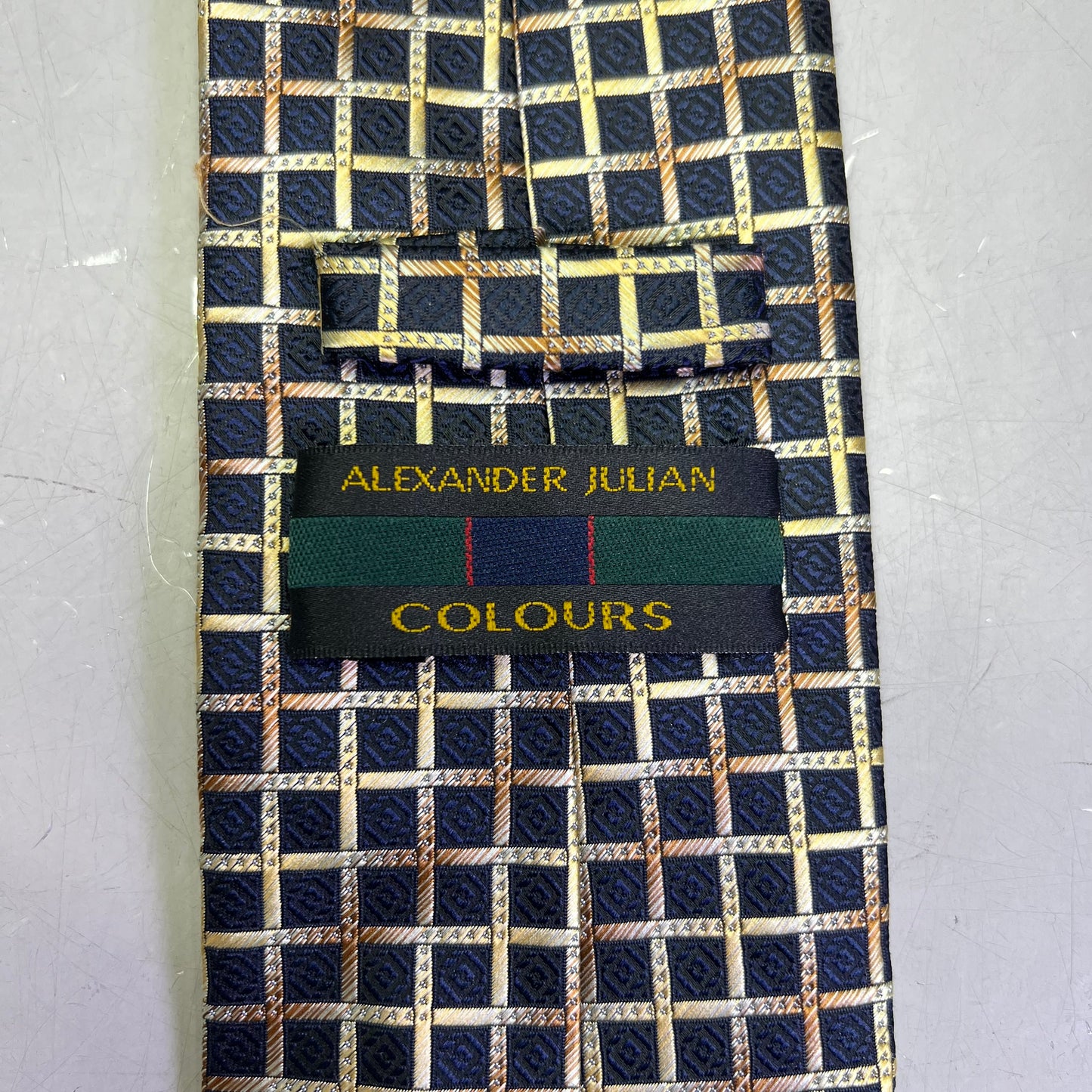 ALEXANDER JULIAN COLOURS Tile Design Tie 60" Gold/Black/Brown (Pre-Owned)