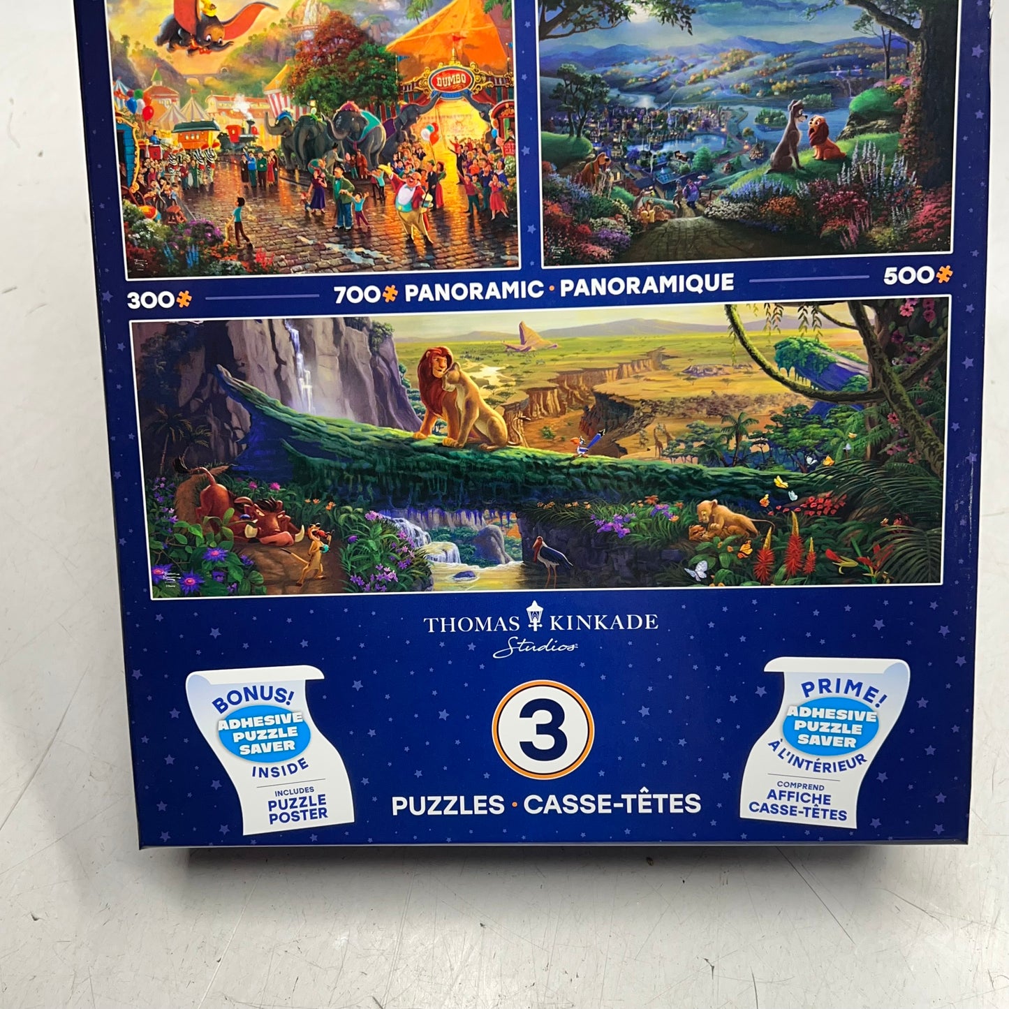 ZA@ DISNEY Multiple Panoramic Jigsaw Puzzle Of Disney Scenes 300, 500 & 700 Piece 1124-3 (As-Is - Damaged Back of Box)