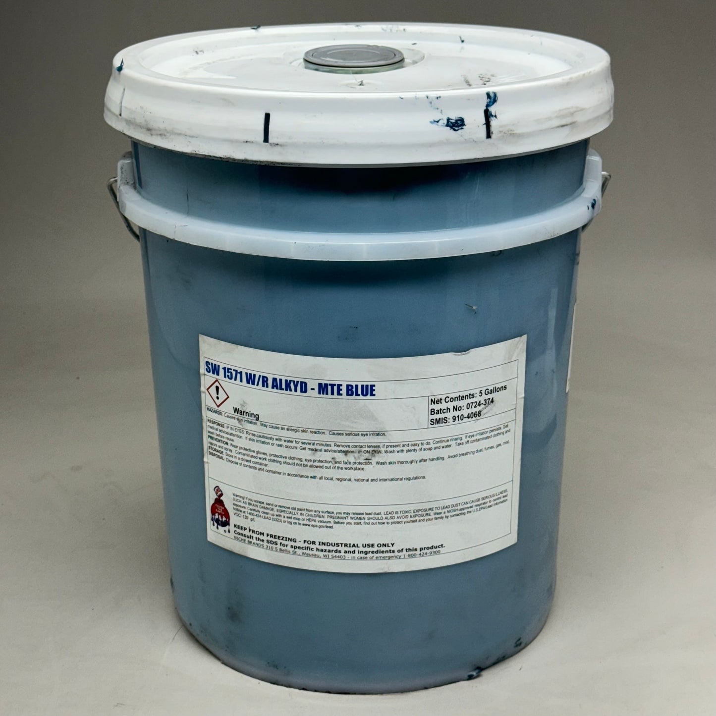 SHERWIN-WILLIAMS (5 Gal) SW 1571 W/R ALKYD 15”Hx12”D MTE Blue 0724-374