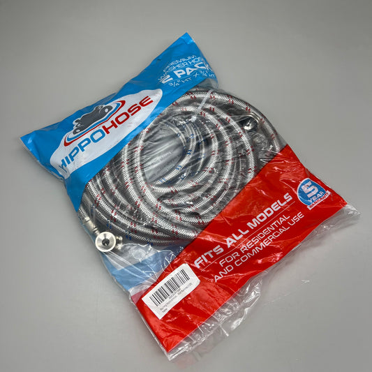 HIPPOHOSE Braided Burst Proof Washing Machine Hose Fits all Models Double Sided Elbow 12ft X003C8VQGF