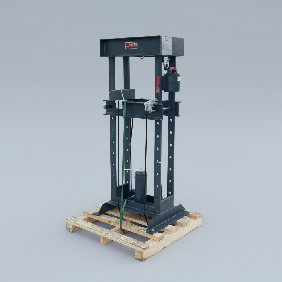 Heavy-duty lifting device on a pallet in an outdoor setting