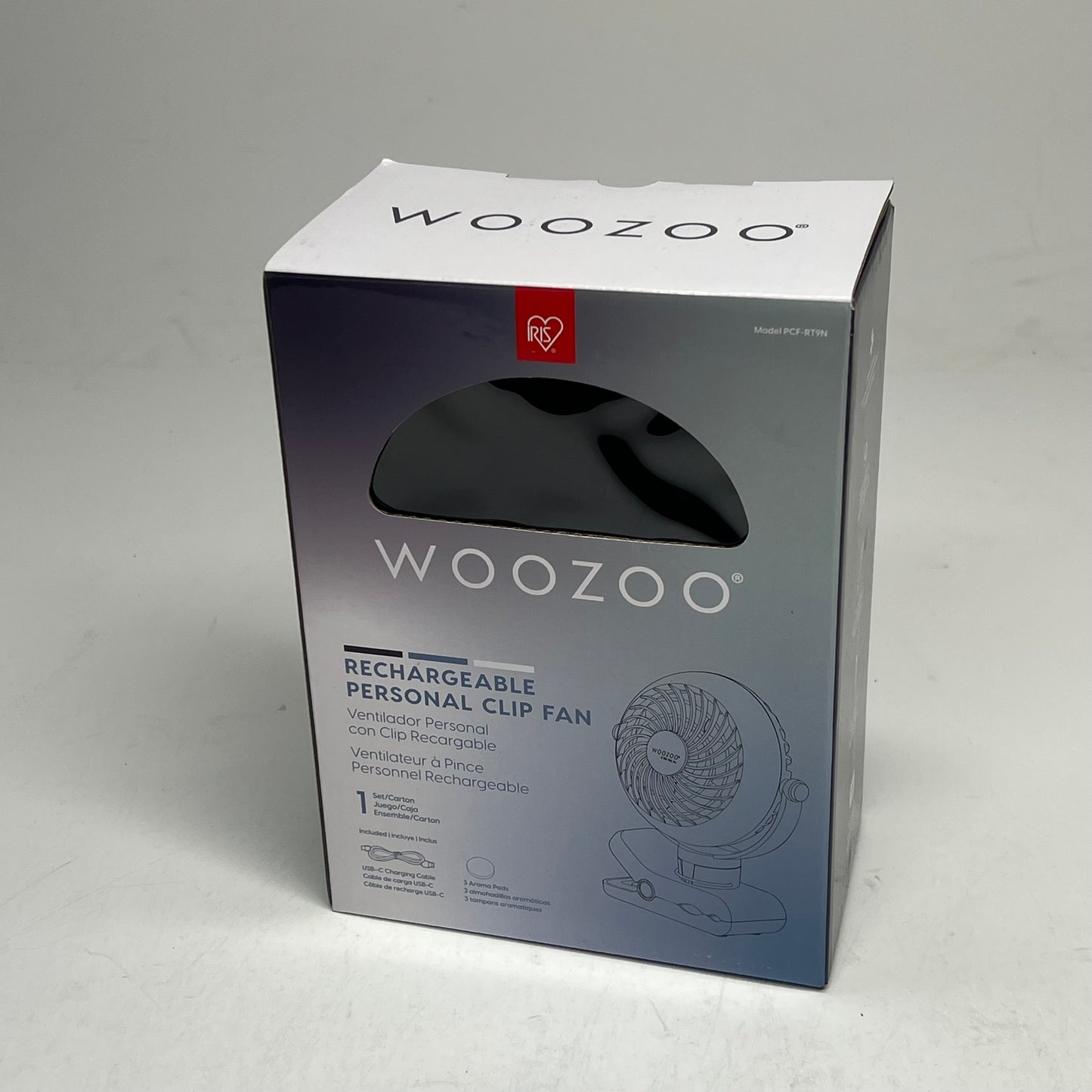 WOOZOO Cordless Portable Clip on Fan W/ Tilt & Speeds 3.5" Black PCF-RT9N