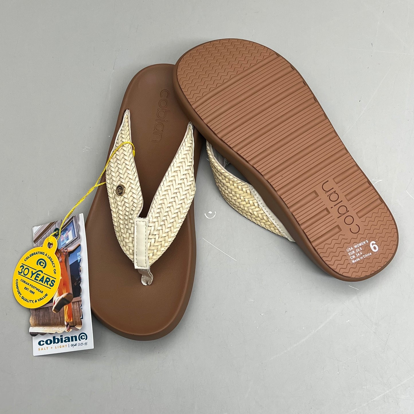 COBIAN Palmilla Braided Synthetic Leather Strap Women's Sz 6 EU 35.5 Cream PAL25-110-6