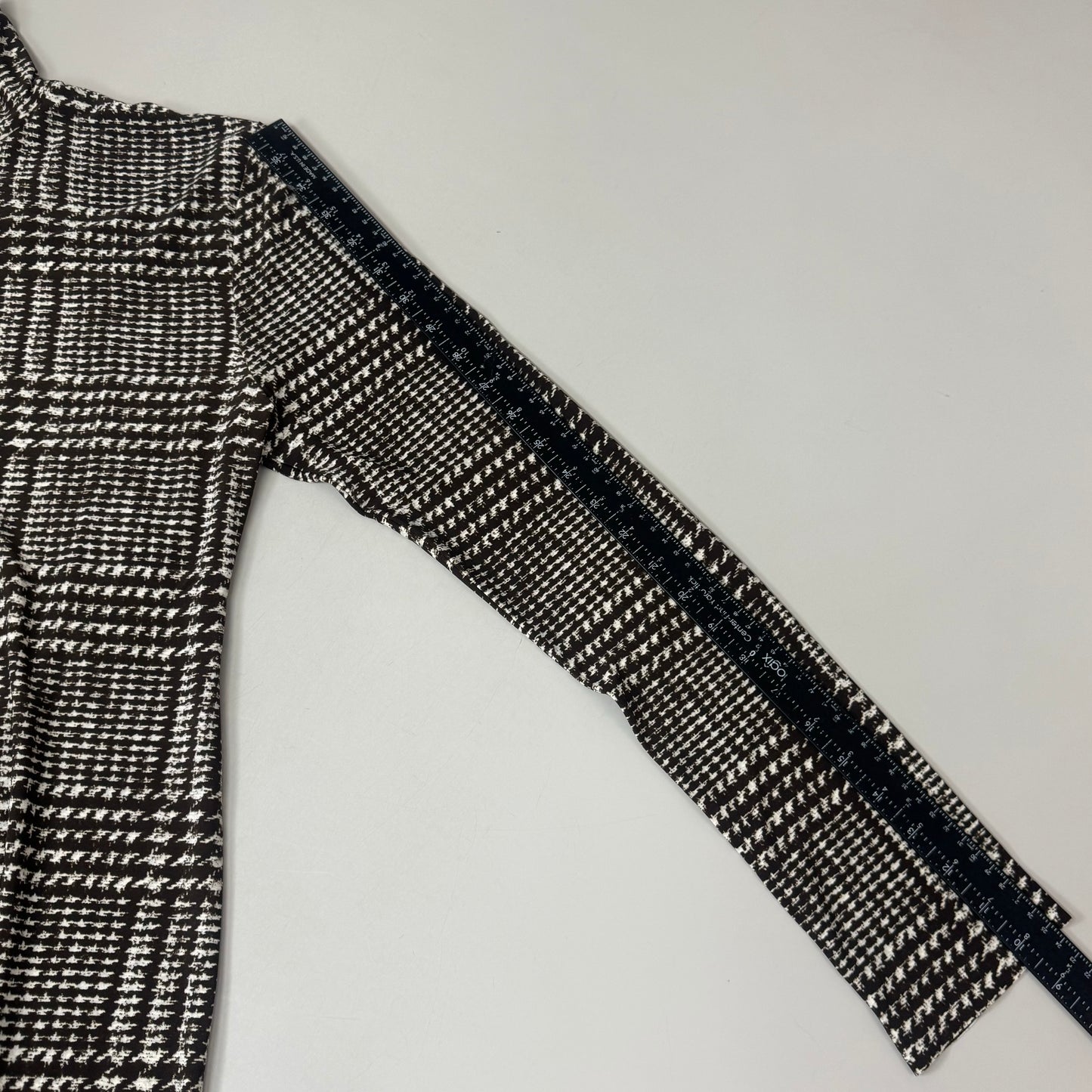 NORMA KAMALI Sleeve Open Back Catsuit Footsie Women's Sz XL/42 Chocolate Plaid