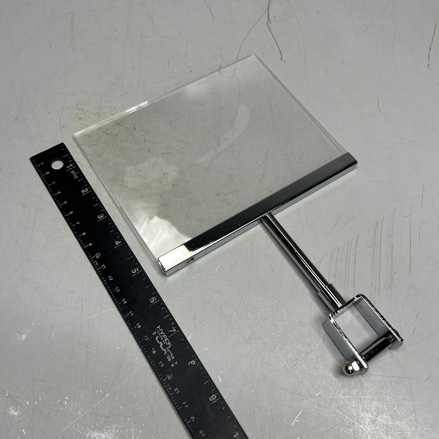 (10 PACK) Acrylic Merchandise Sign Holder W/ Rack Clamp 7" x 5.5" Chrome/Clear