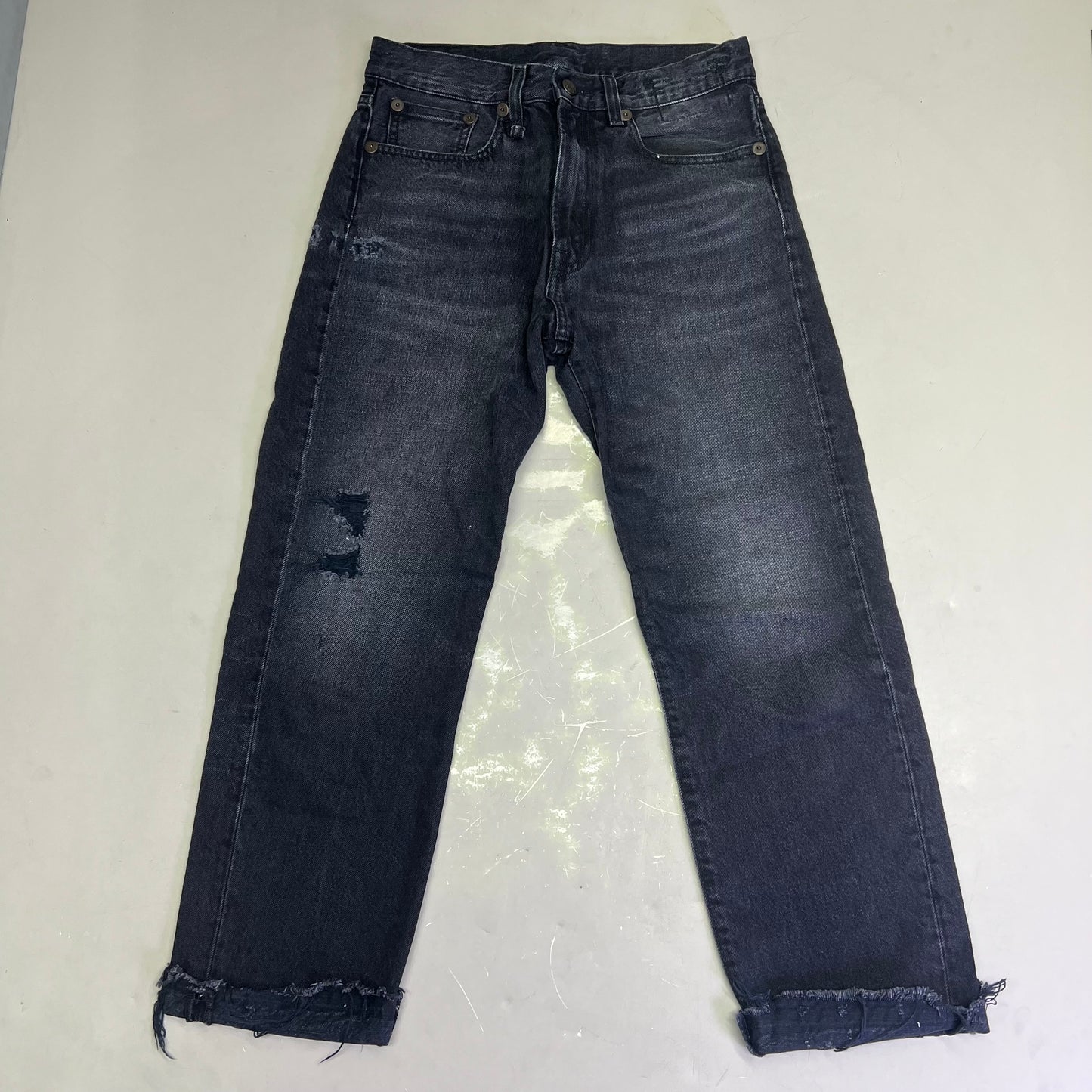 R13 Relaxed Distressed Boyfriend Jeans Made In Italy Women's Sz 24 Jake Black