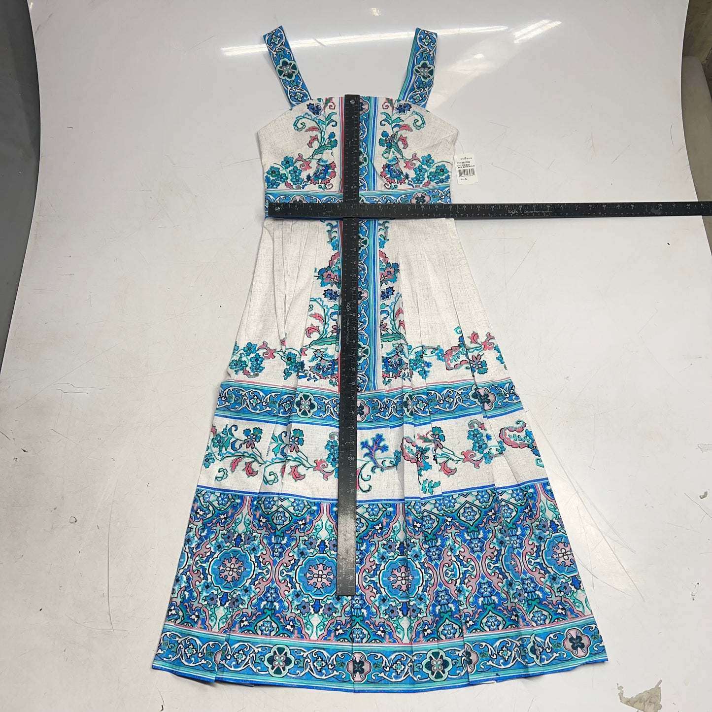 SHOSHANNA Alma Dress Flattering Midi Stretch Cotton Women's Sz 0 Sky Blue Multi