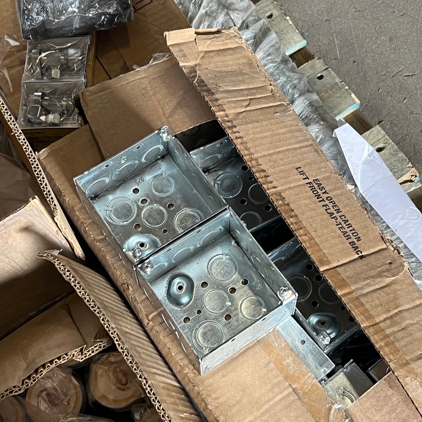 ZA@ Pallet of MIXED Golf Cart Hardware, Electrical Boxes, Blood Pressure Bands, Large Steel Spikes & More!!!!! (AS-IS)