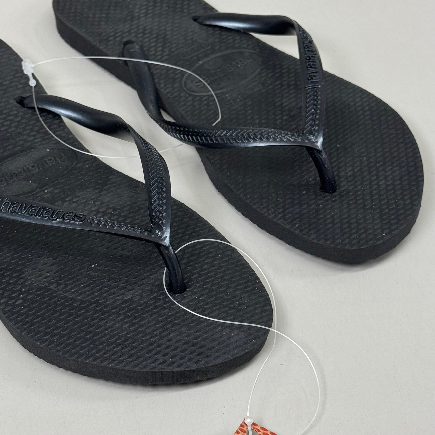 ZA@ HAVAIANAS High Quality Rubber Slim Flip Flops Non-Slip Women's 7/8 Black 400030 F