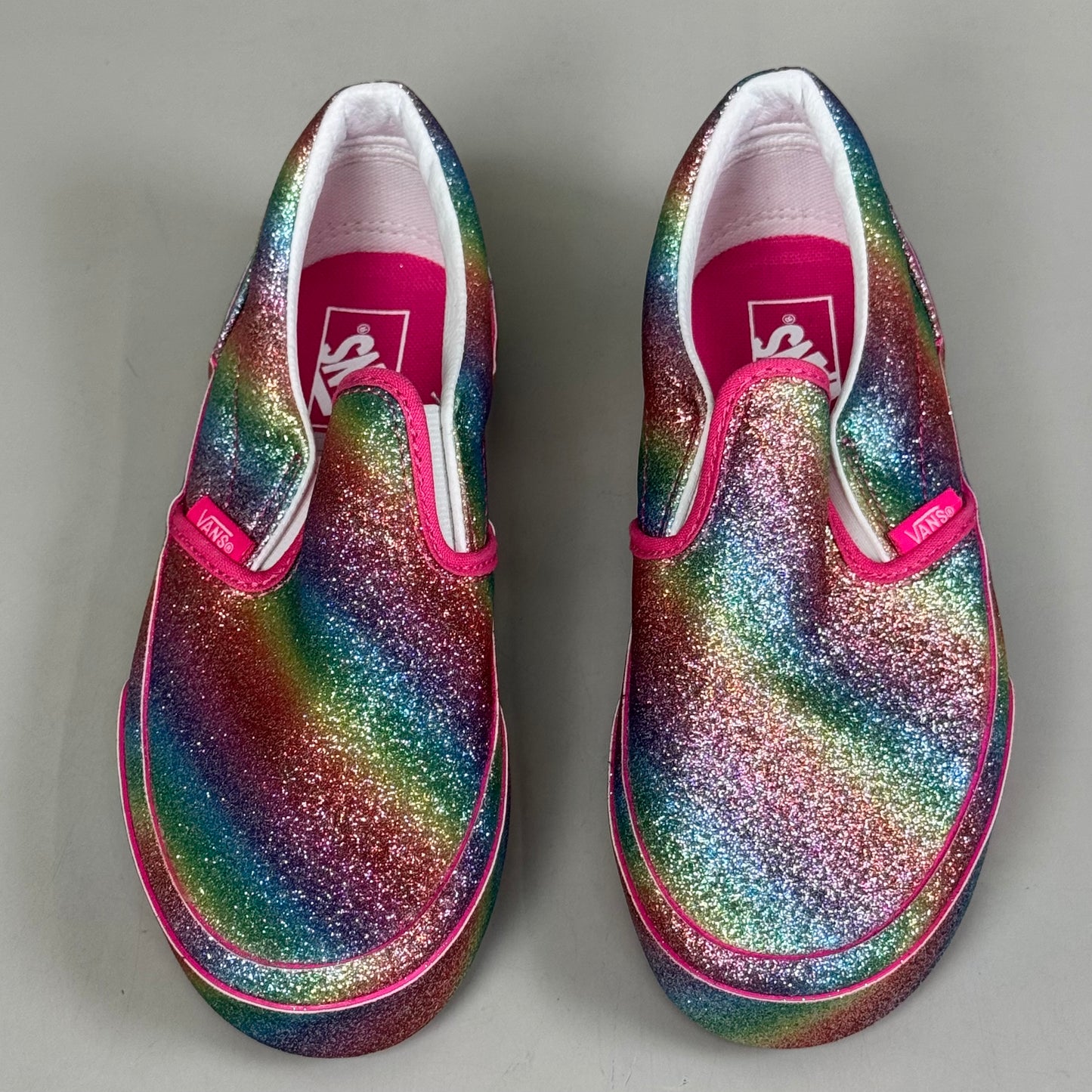 VANS Classic Slip-On Glitter Rainglow US Kids SZ 2.0 Multicolor New Without Box