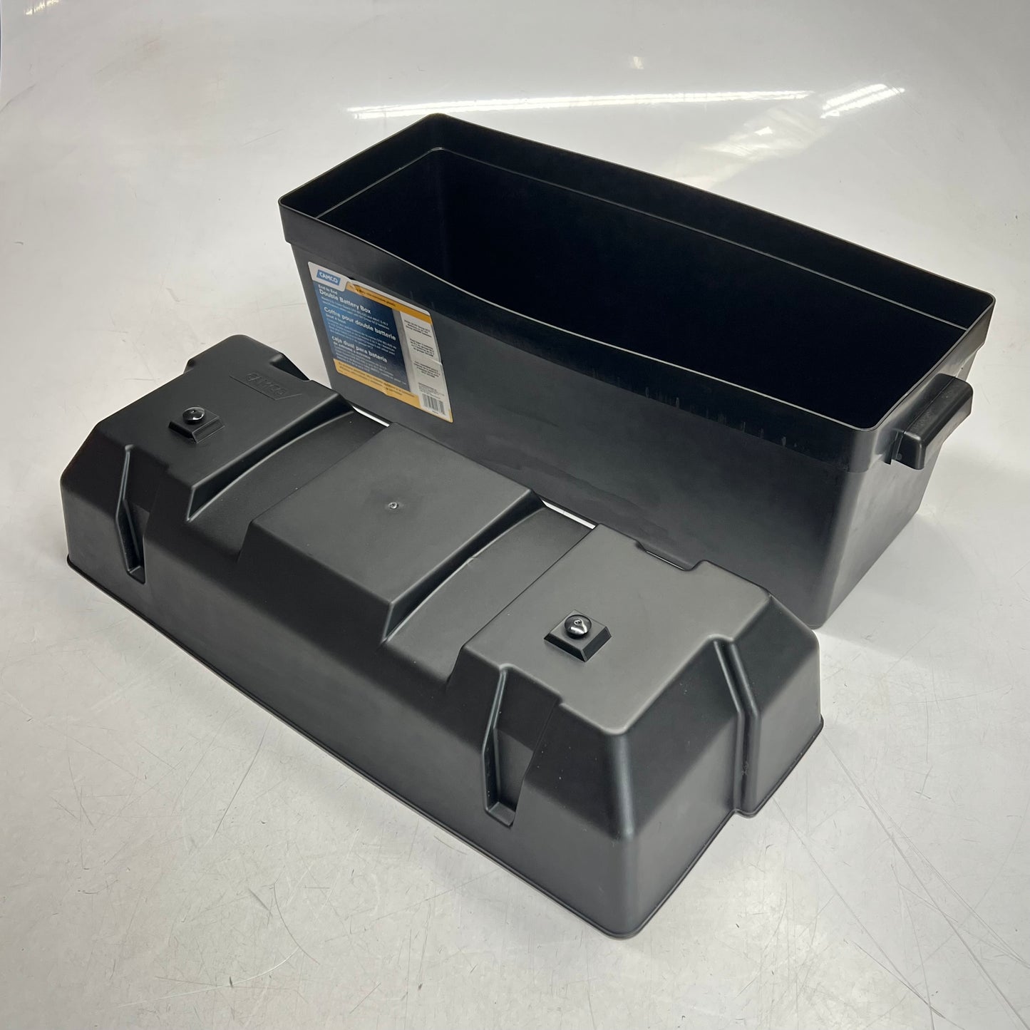 ZA@ CAMCO  End to End Double Battery Box for Automotive, Marine & Rv  23"x9" Black 55374