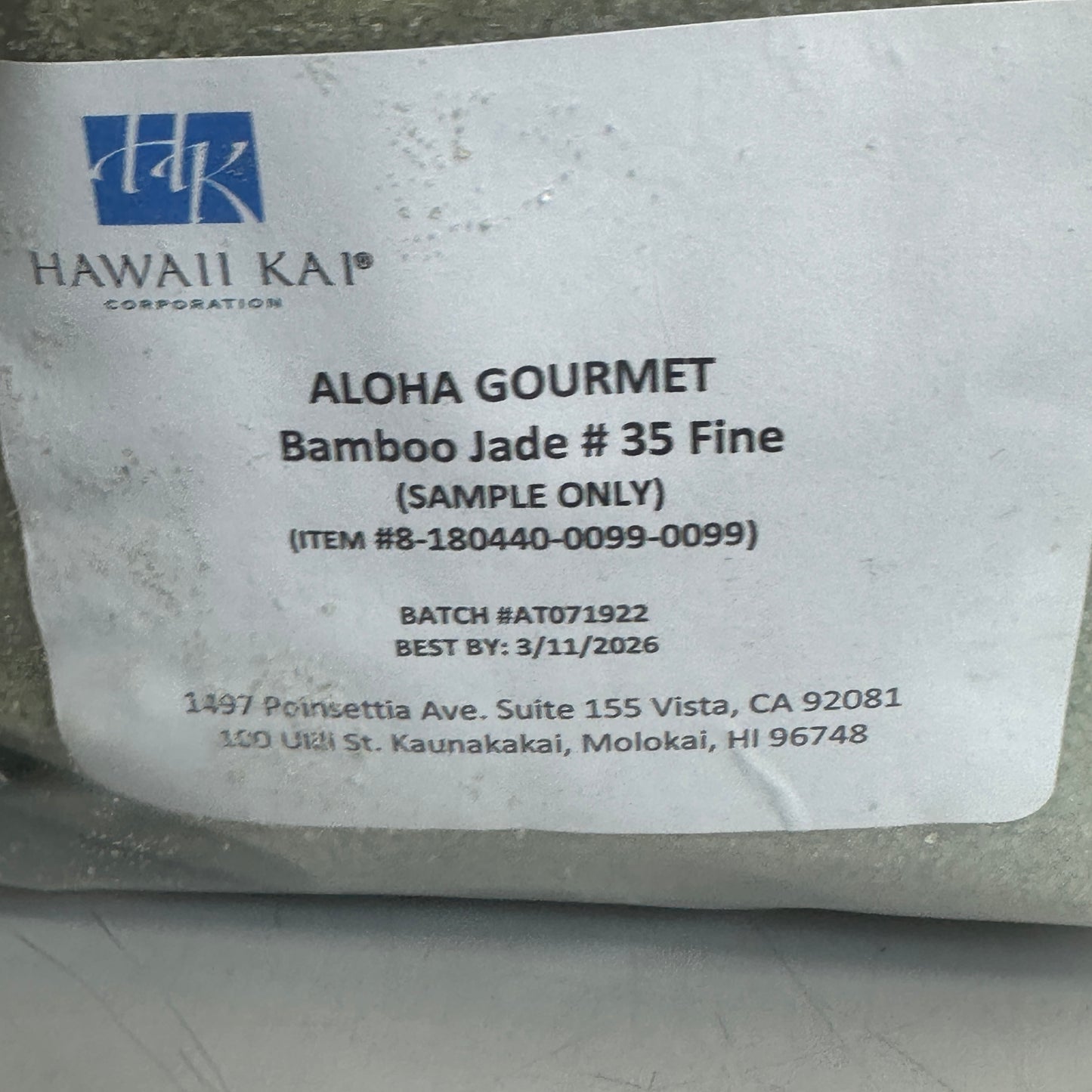 HAWAII KAI Aloha Gourmet Spa & Beauty Sea Salt Bamboo Jade #35 Fine 5 Lbs BB 3/26