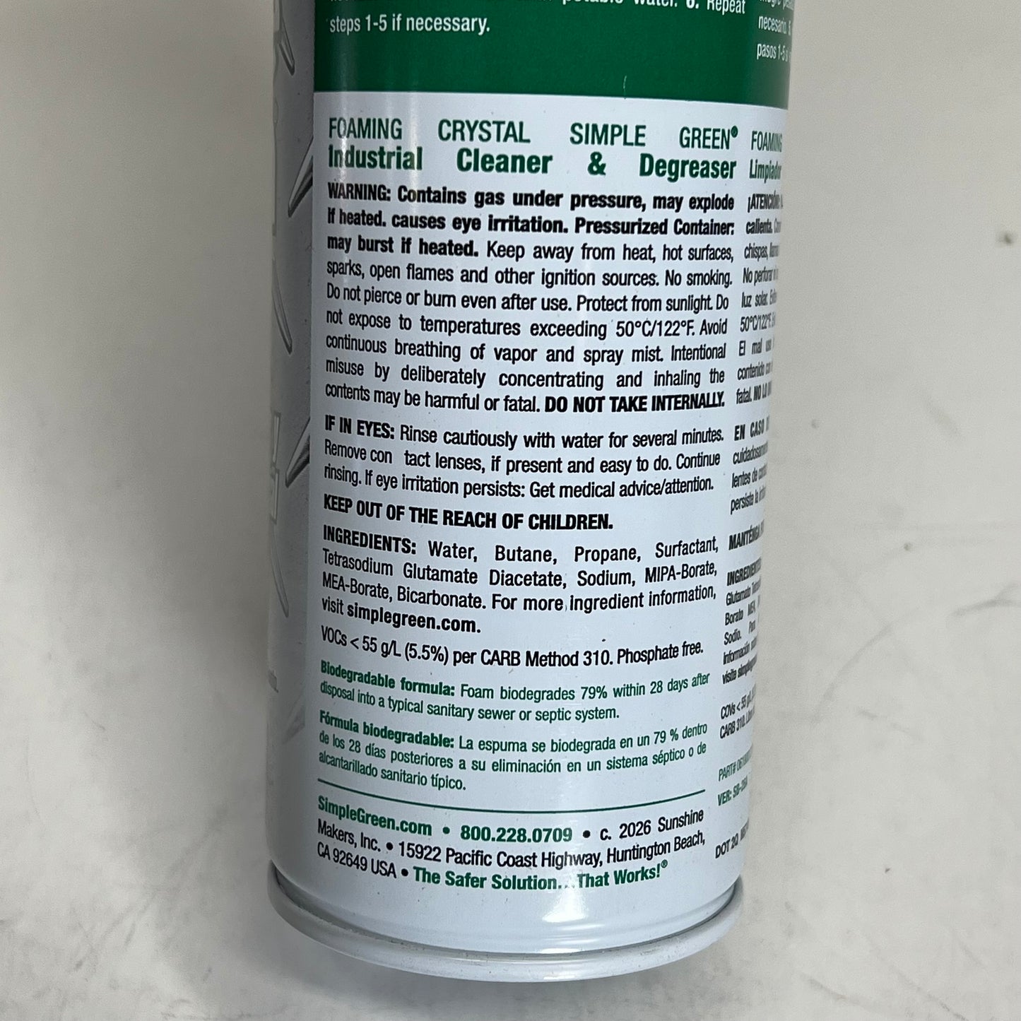 ZA@ SIMPLE GREEN (3 PACK) Foaming Crystal Cleaner/degreaser Aerosol 20oz 0610001219010