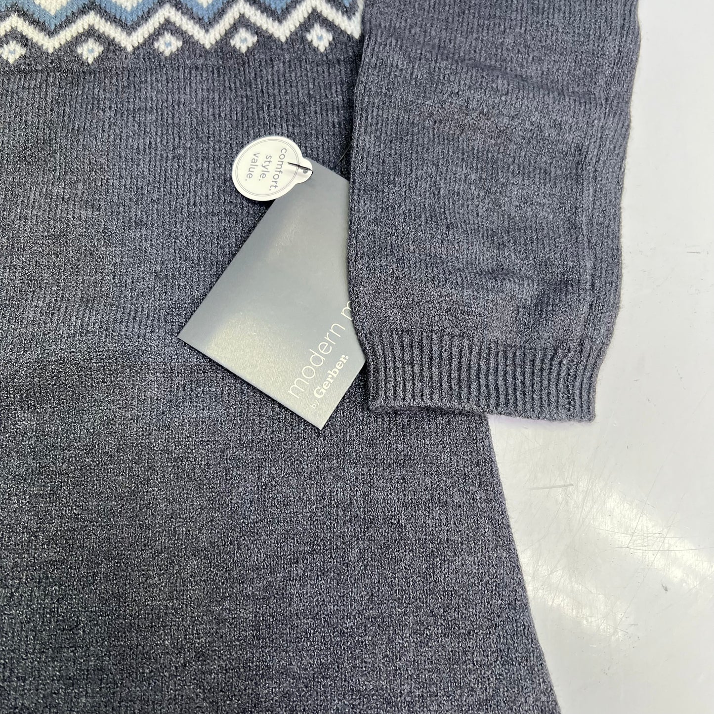 GERBER Soft Viscose Long Sleeve Sweater Dress Girl's Sz 5T Grey/Blue 503261