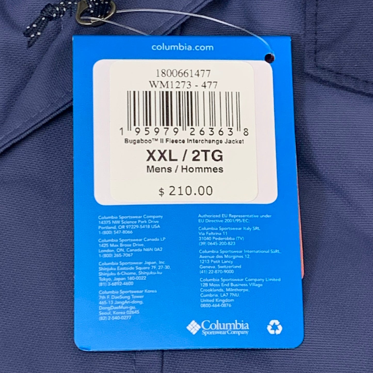 COLUMBIA Bugaboo II Fleece Interchange Jacket Men's Sz XXL Navy Blue 1800661477