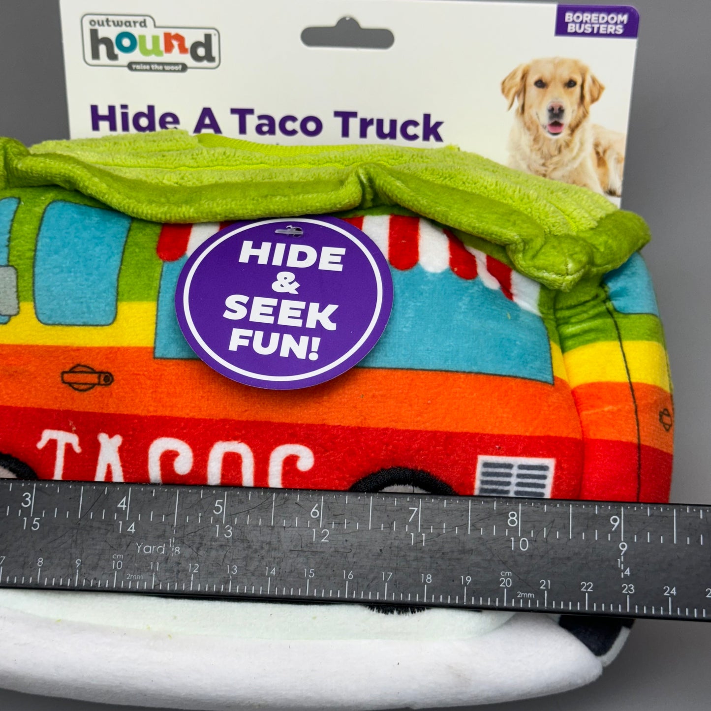 OUTWARD HOUND Hide A Taco Truck Mitt Squeaky Hide & Seek Fun for Dogs 9.5"x7" Multi