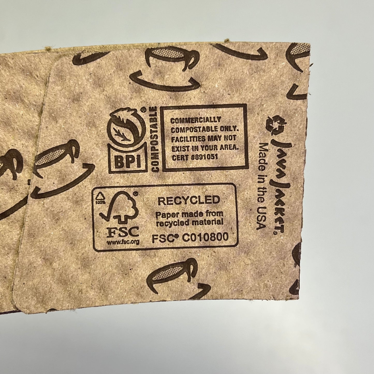 ZA@ JAVA JACKET (500 PACK) Paper Hot Cup Sleeve Fits 12-20 oz Brown (Distressed Box) A