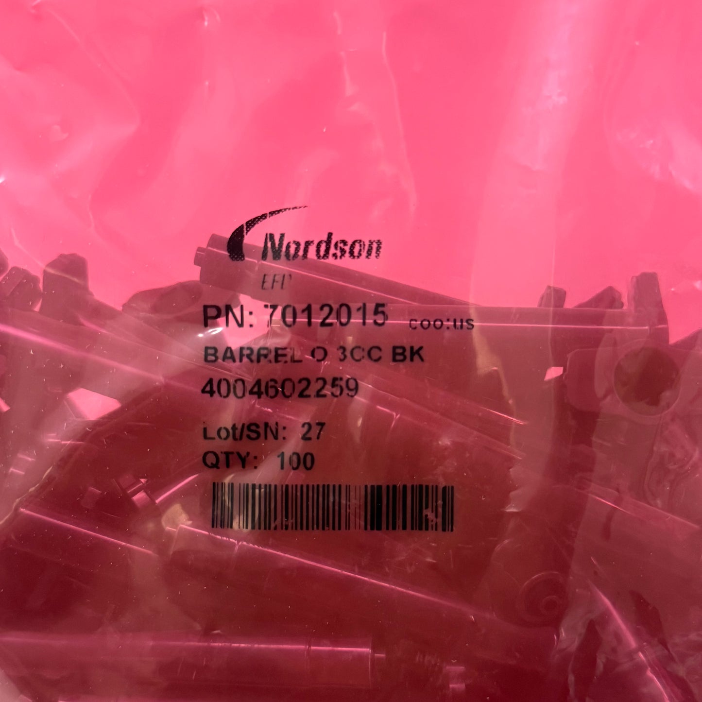 NORDSON Syringe Barrel Optimum Series 3 cc 100/Box Opaque Black 7366093