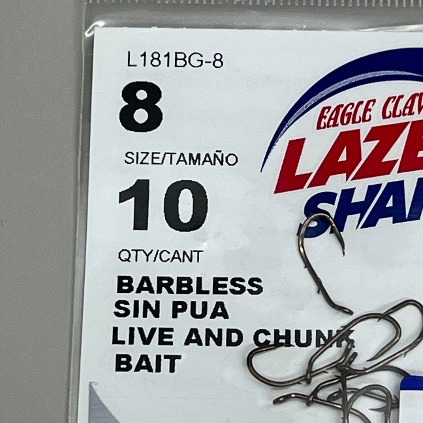 EAGLE CLAW (5 PACK) Lazer Sharp Barbless Baitholder Hook Bronze #8 10pc L181BG-8