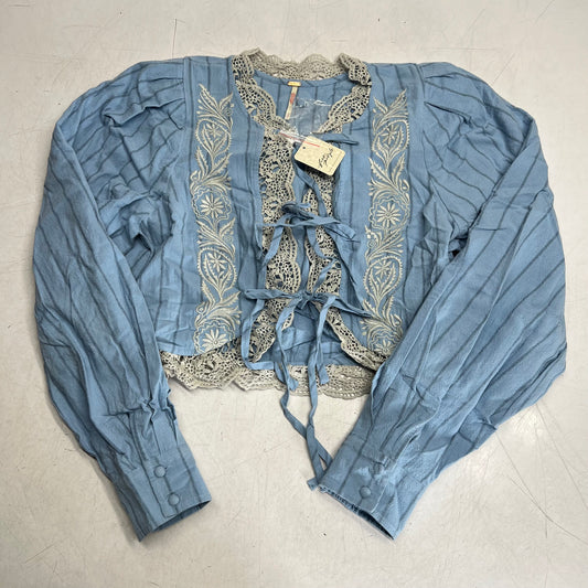 FREE PEOPLE Bali Jude Embroidered Lace Top Women's Sz S Chambray 103467213