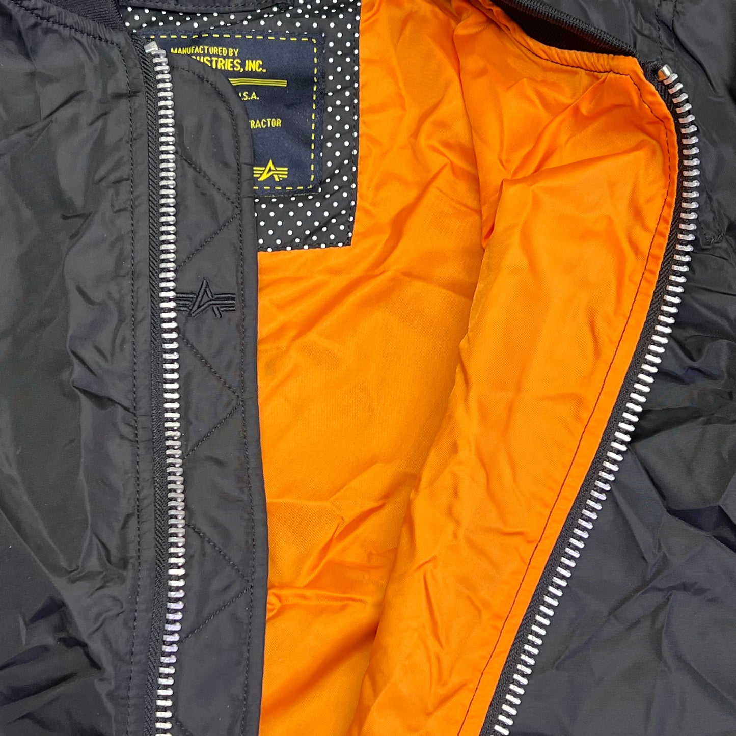 ALPHA INDUSTRIES  Bomber Jacket Orange Lined Unisex Sz XS Black (Pre-Owned)